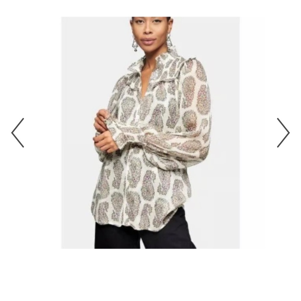 Top shop Paisley Print Chiffon long sleeve blouse size US12